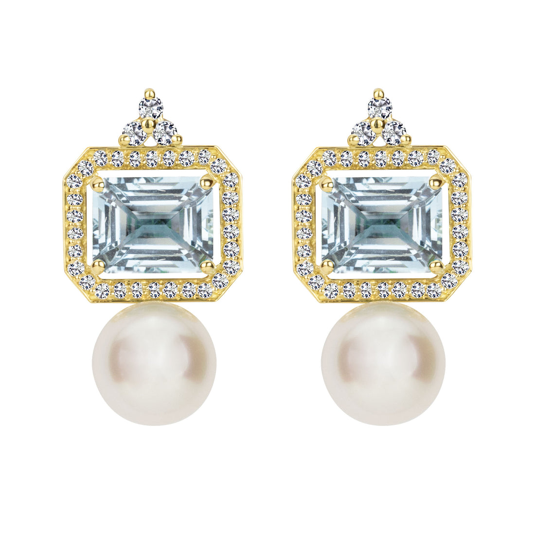 Earrings - South Sea Pearl, Aquamarine and Diamond | Singhvi Jewels