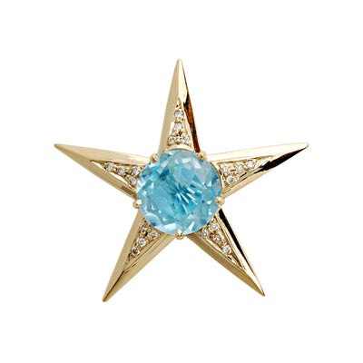 Brooch - Blue Topaz And Diamond (1181A)