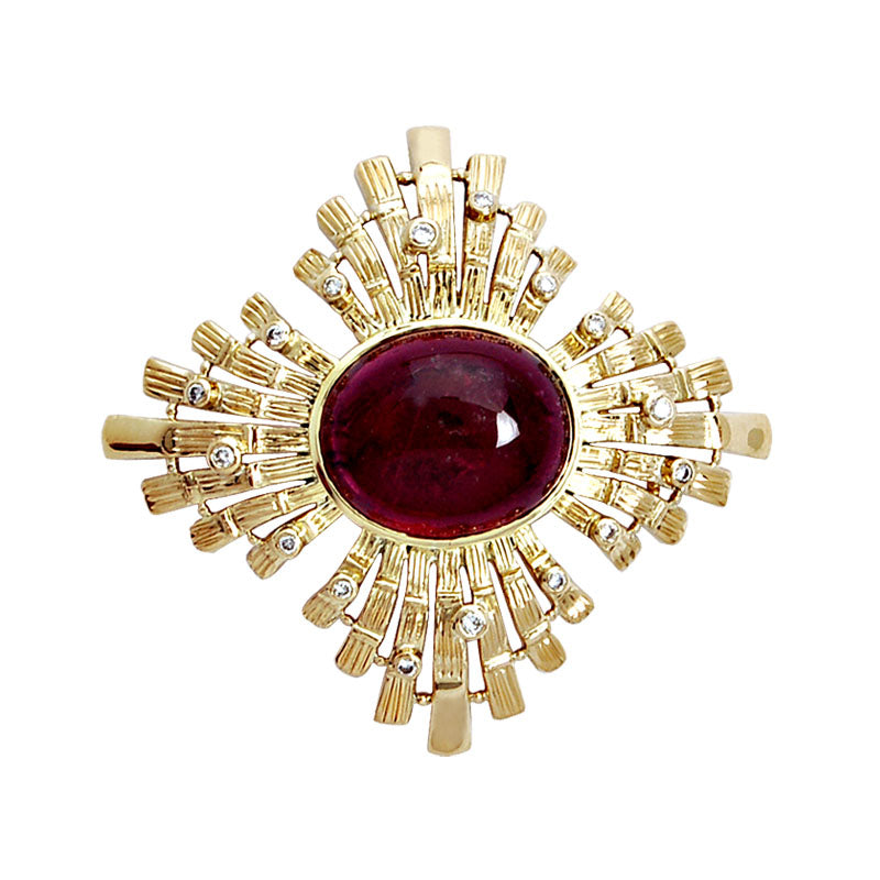 Brooch- Rubellite And Diamond (1276H) | Singhvi Jewels