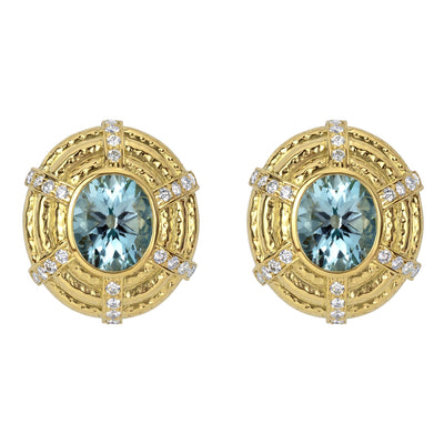 Earrings - Blue Topaz And Diamond