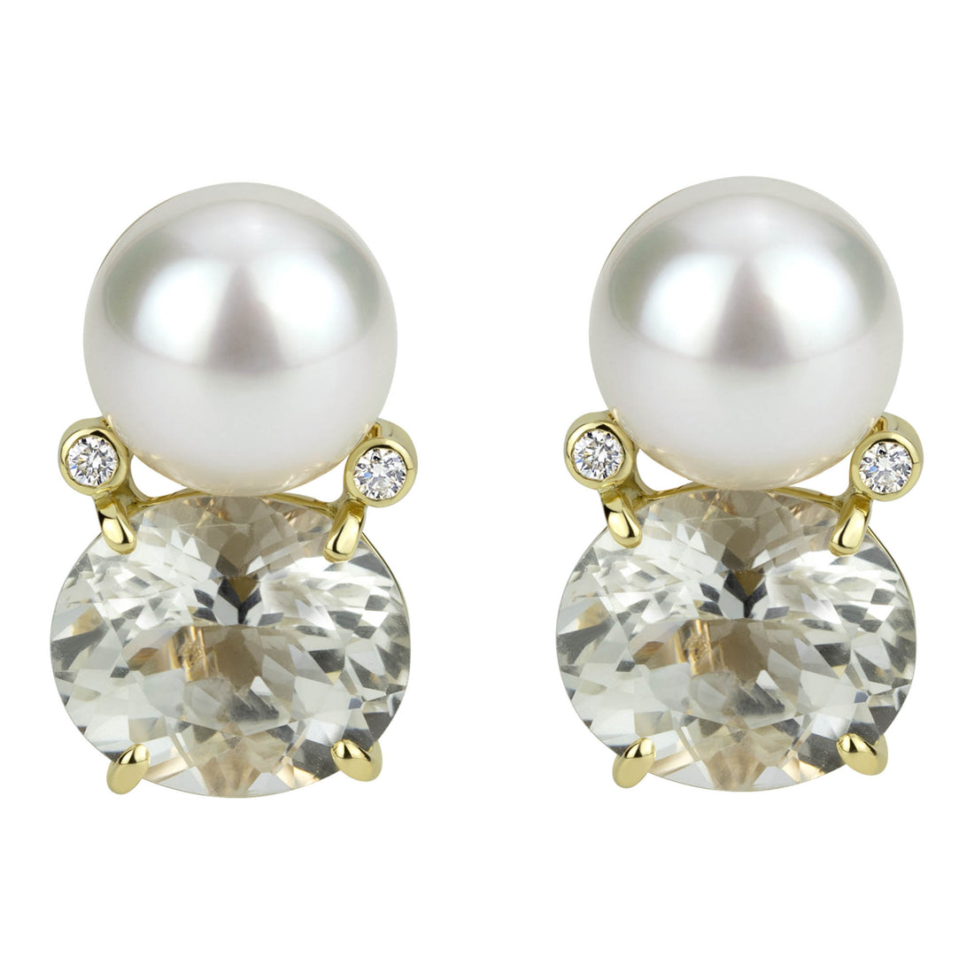 Earrings - South Sea Pearl, Crystal and Diamond | Singhvi Jewels