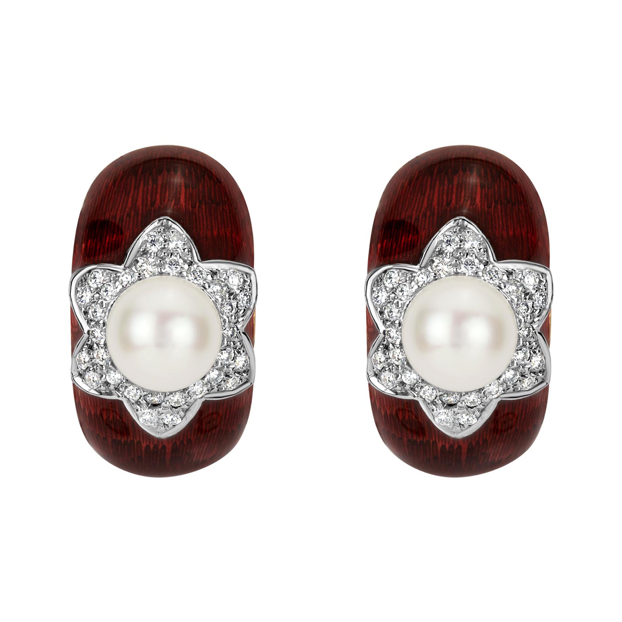 Earrings - South Sea Pearl And Diamond (enamel) (1950G) | Singhvi Jewels