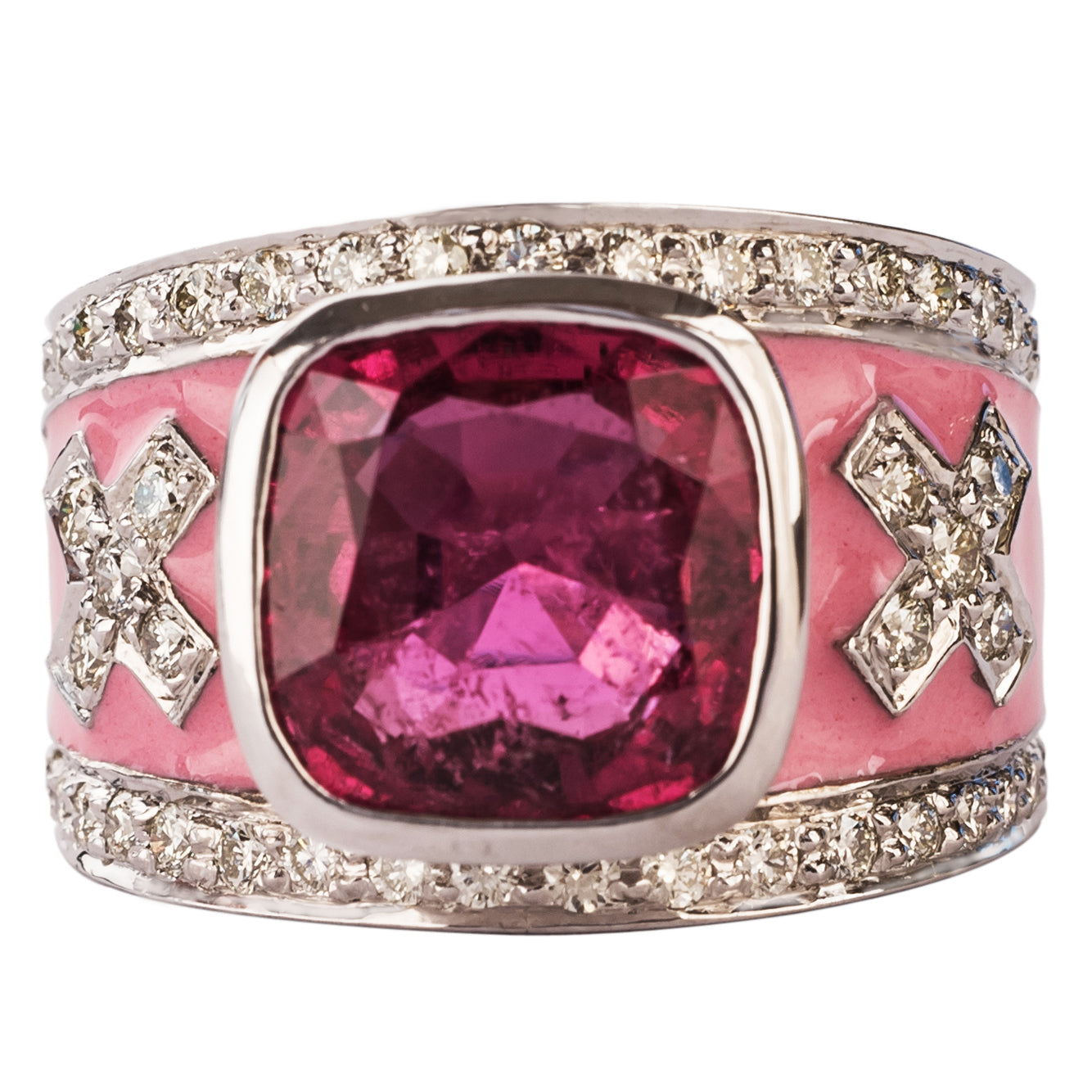 Ring- Rubellite and Diamond (Enamel) | Singhvi Jewels