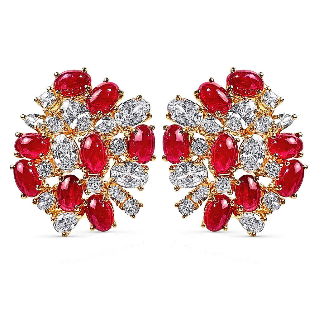 Earrings - Ruby and Cubic Zirconia