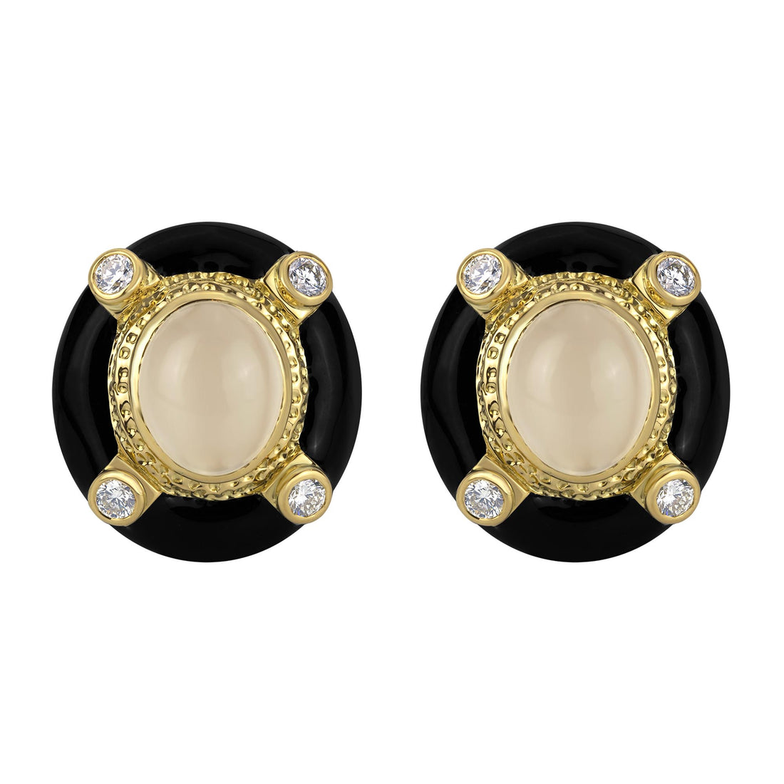 Earrings - Moonstone and Diamond (Enamel) | Singhvi Jewels