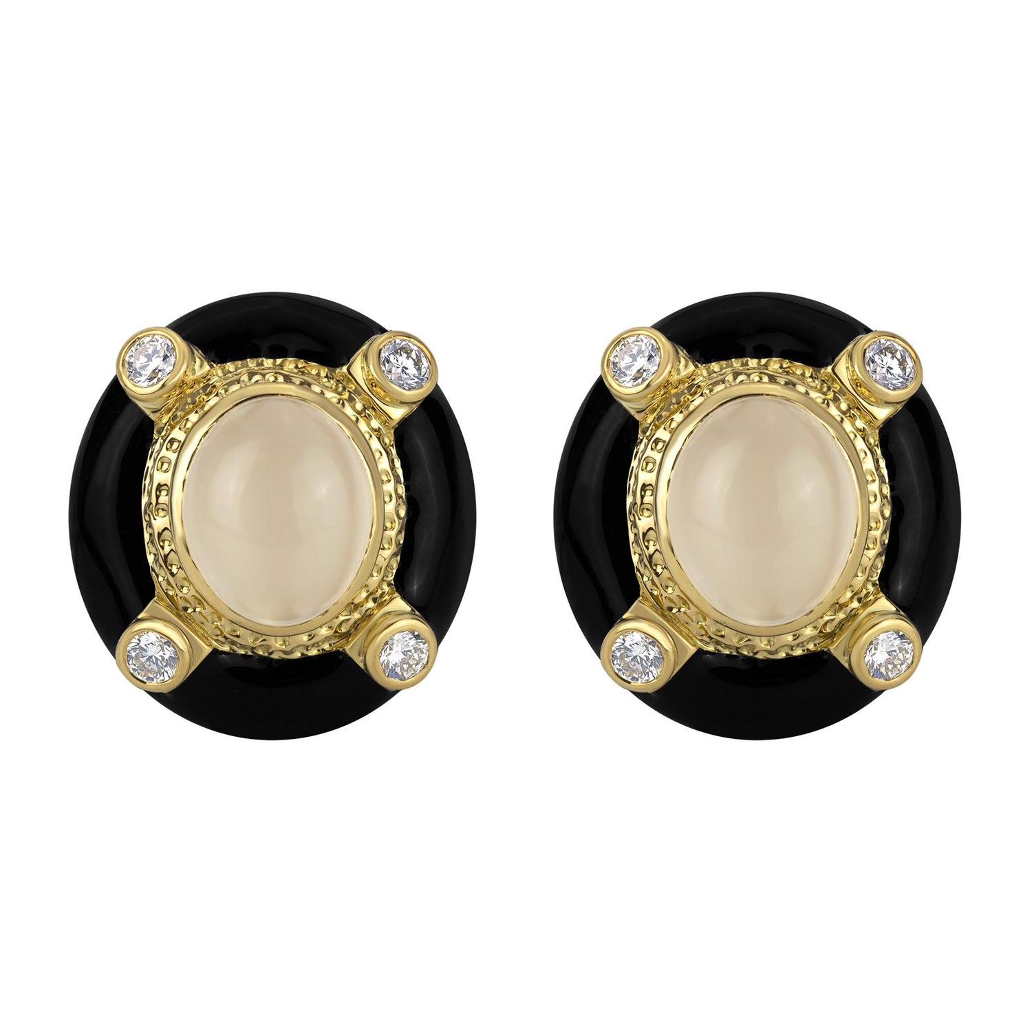 Earrings- Moonstone &amp; Diamond (enamel) (1752A) | Singhvi Jewels