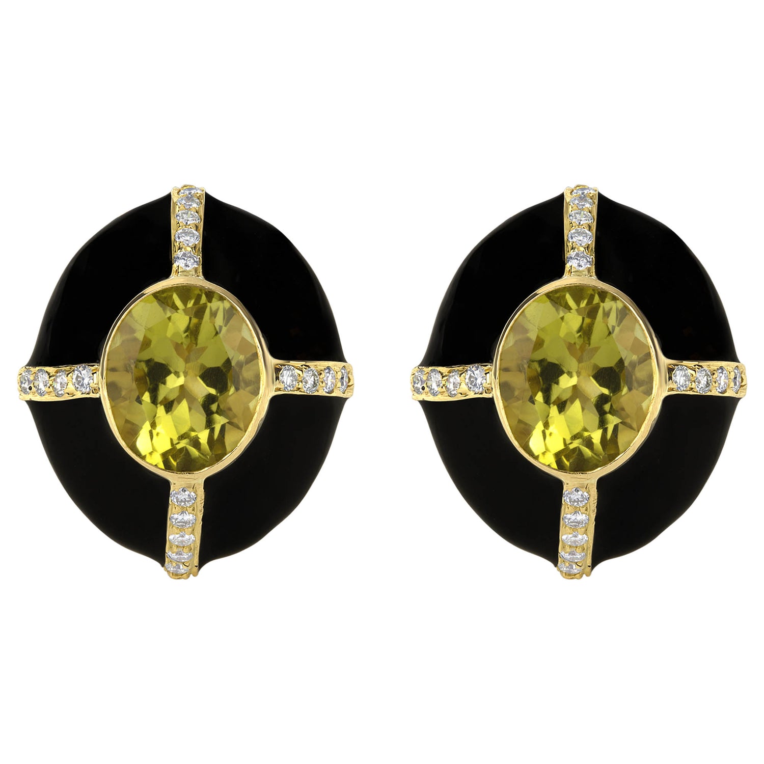 Earrings- Lemon Quartz And Diamond (enamel) (1192H) | Singhvi Jewels