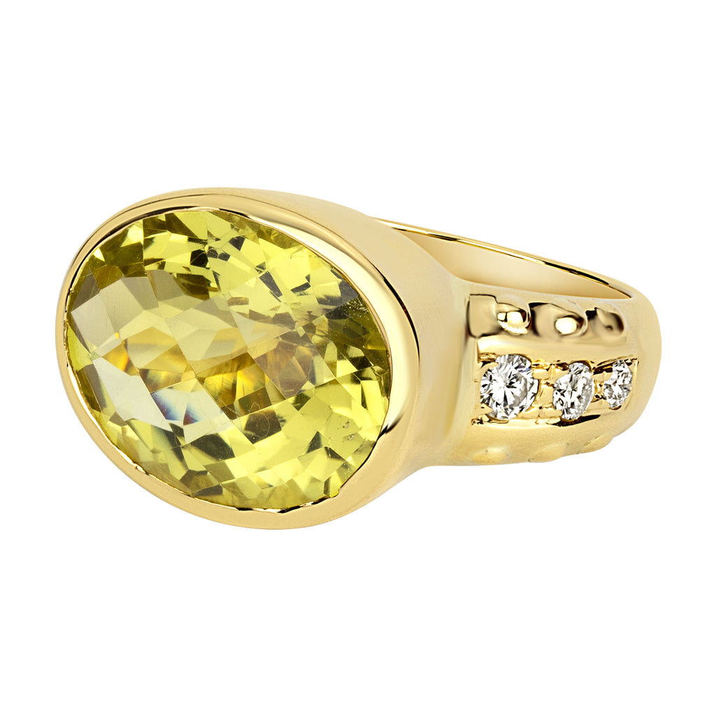 Ring - Lemon Quartz And Diamond