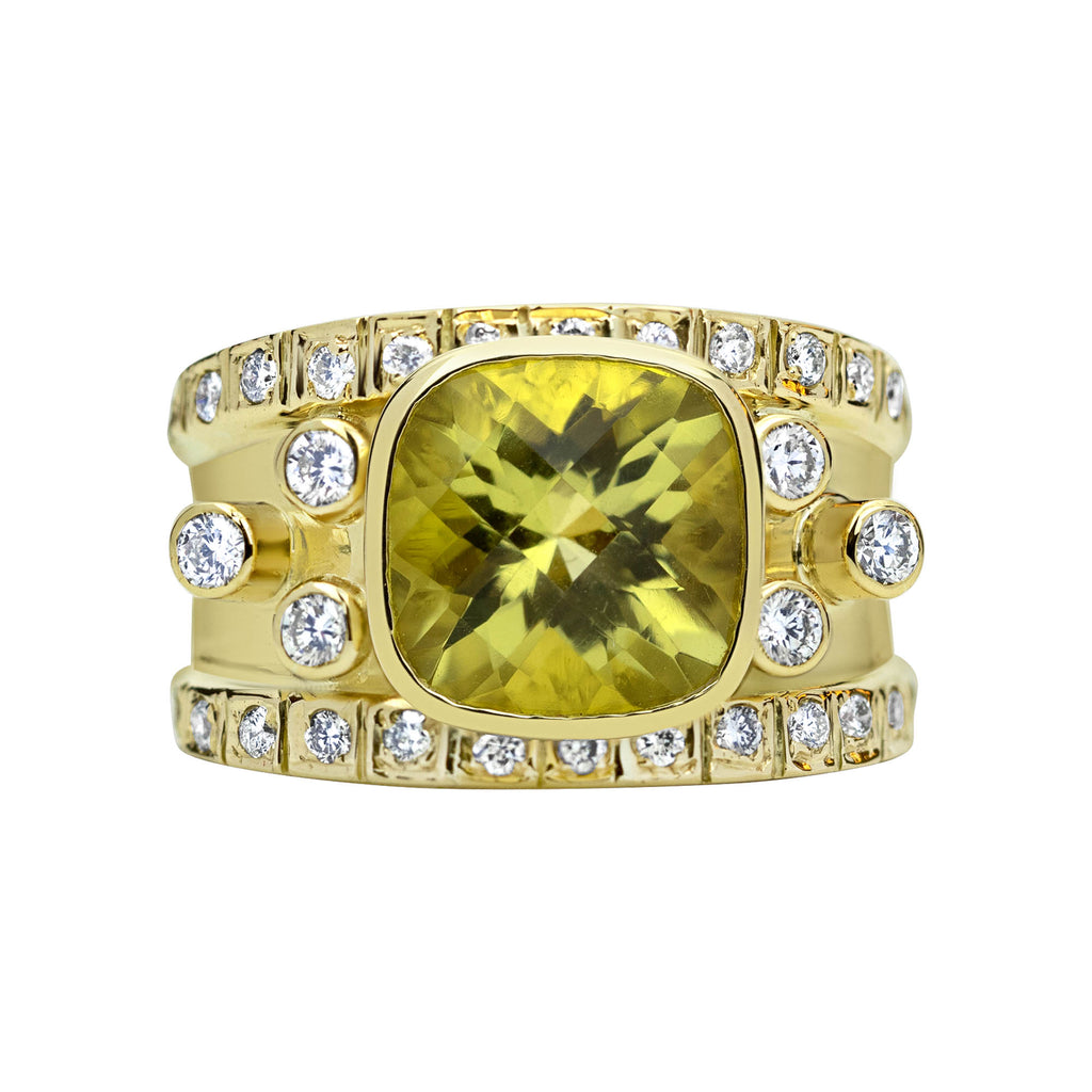 Ring - Lemon Quartz And Diamond