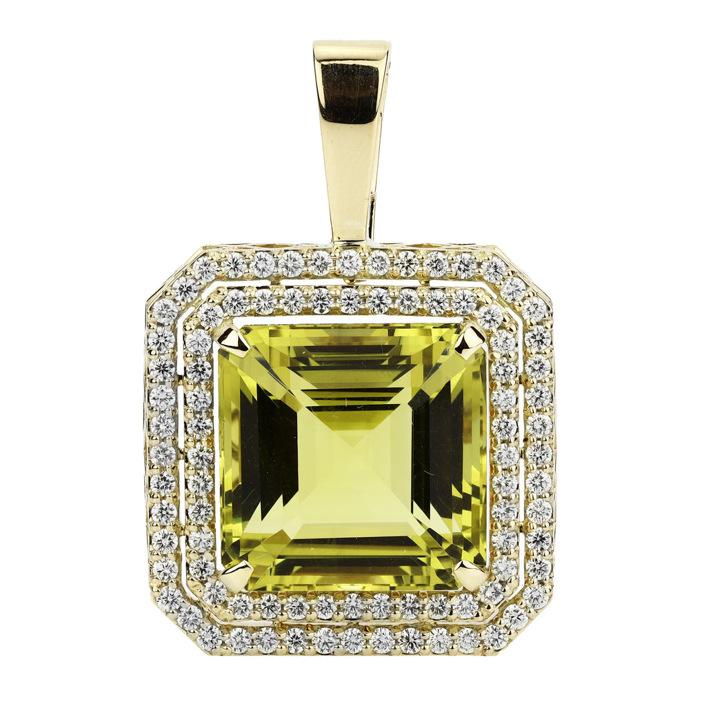 Pendant - Lemon Quartz And Diamond