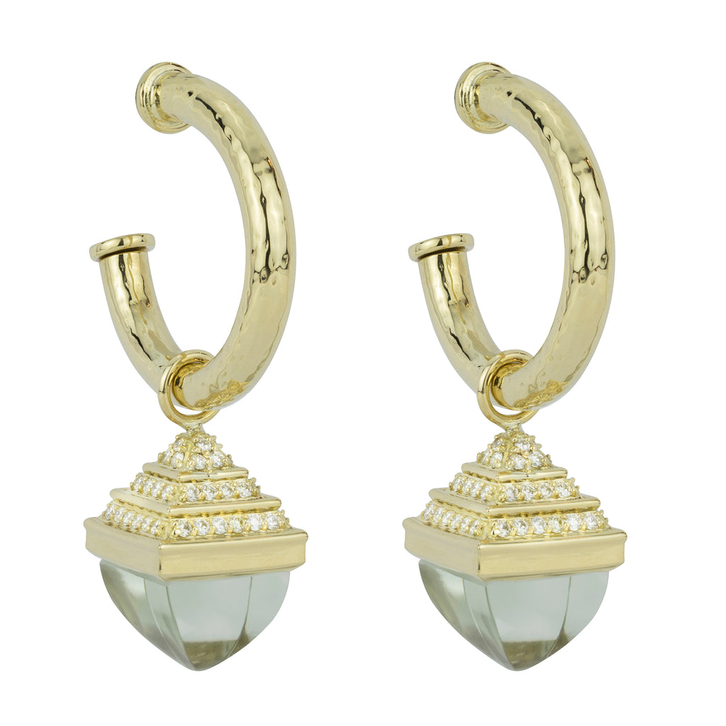 Earrings - Green Quartz And Diamond