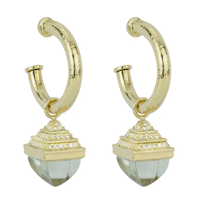 Earrings - Green Quartz And Diamond
