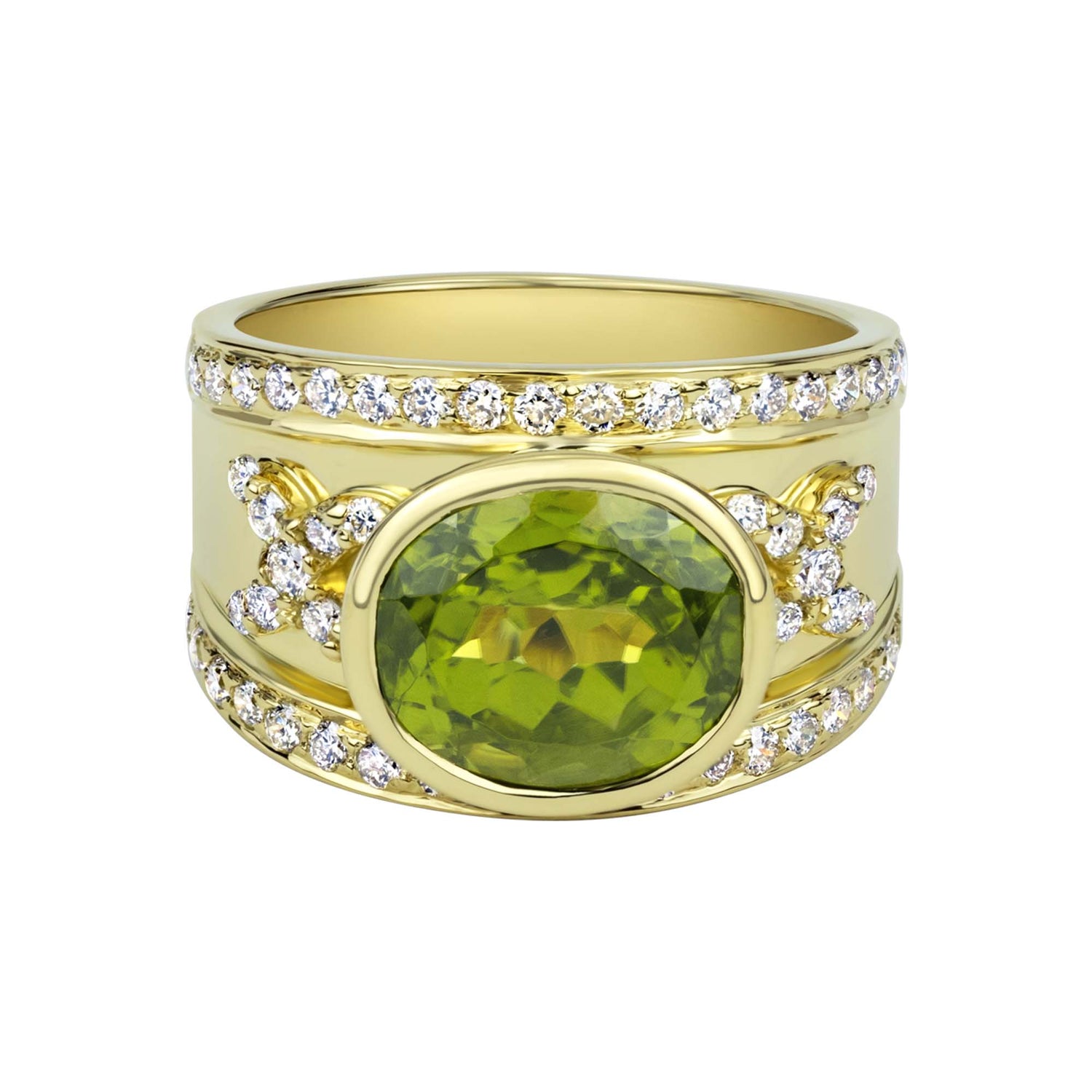 Ring - Peridot And Diamond (2331C) | Singhvi Jewels