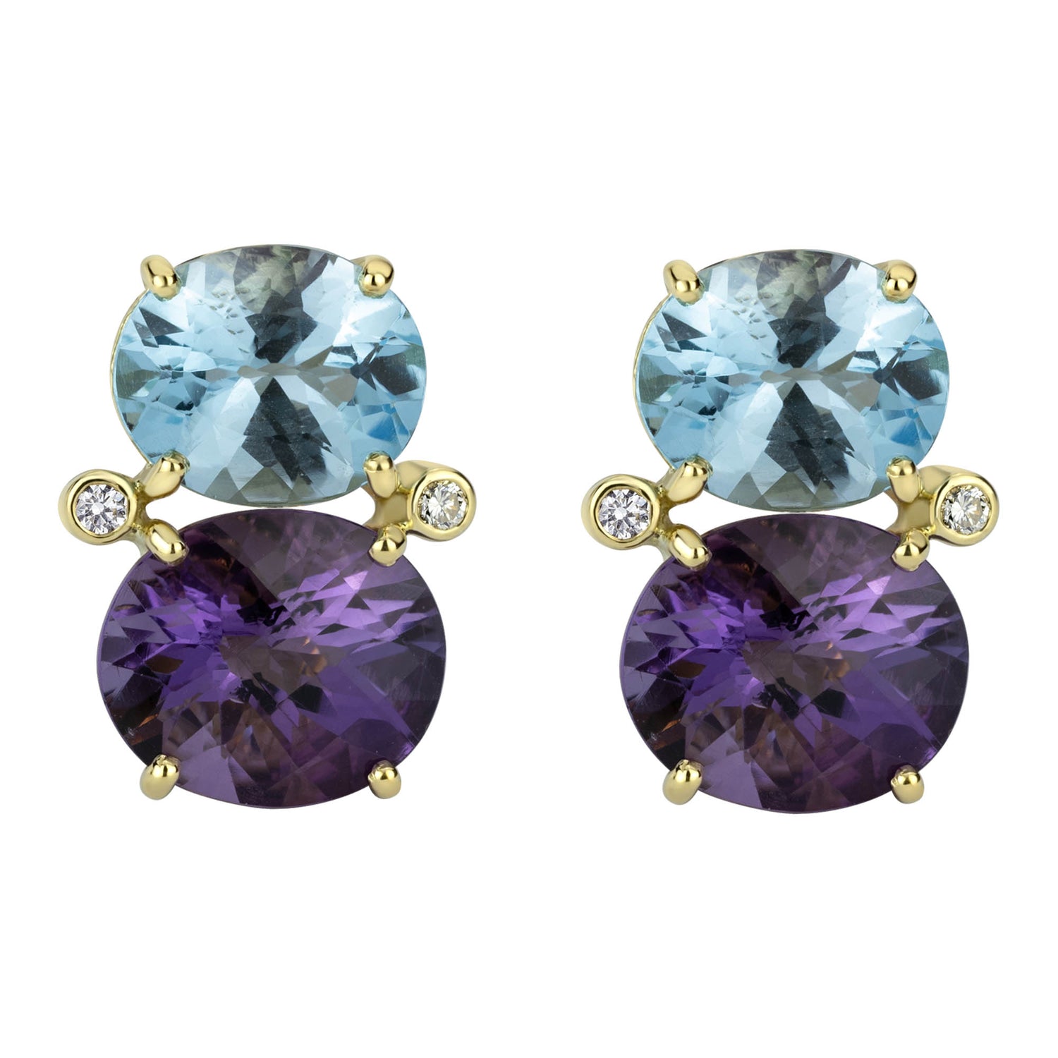 Earrings - Blue Topaz, Amethyst and Diamond | Singhvi Jewels