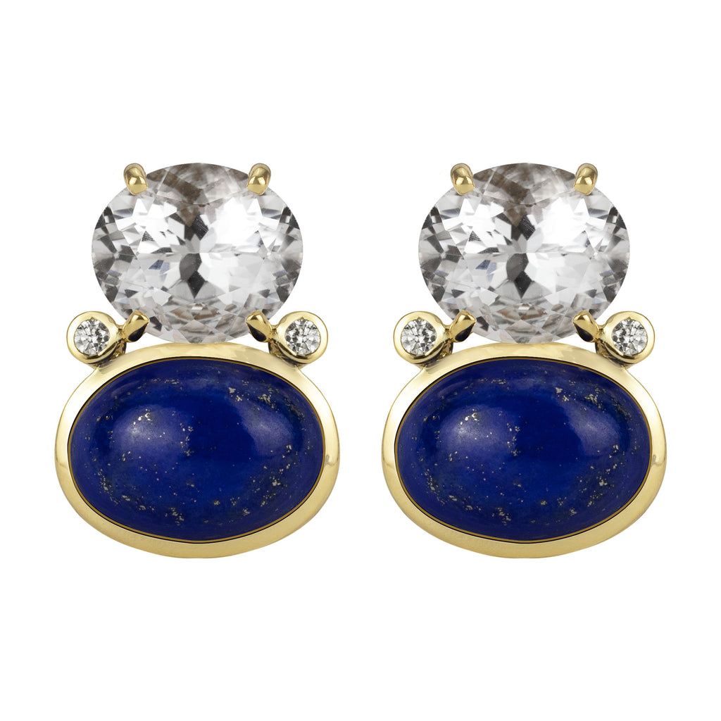 Earrings - Crystal, Lapis Lazuli And Diamond