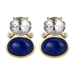 Earrings - Crystal, Lapis Lazuli And Diamond