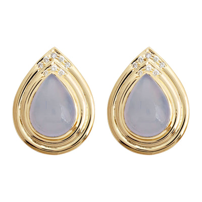 Earrings- Chalcedony And Diamond (1497N)