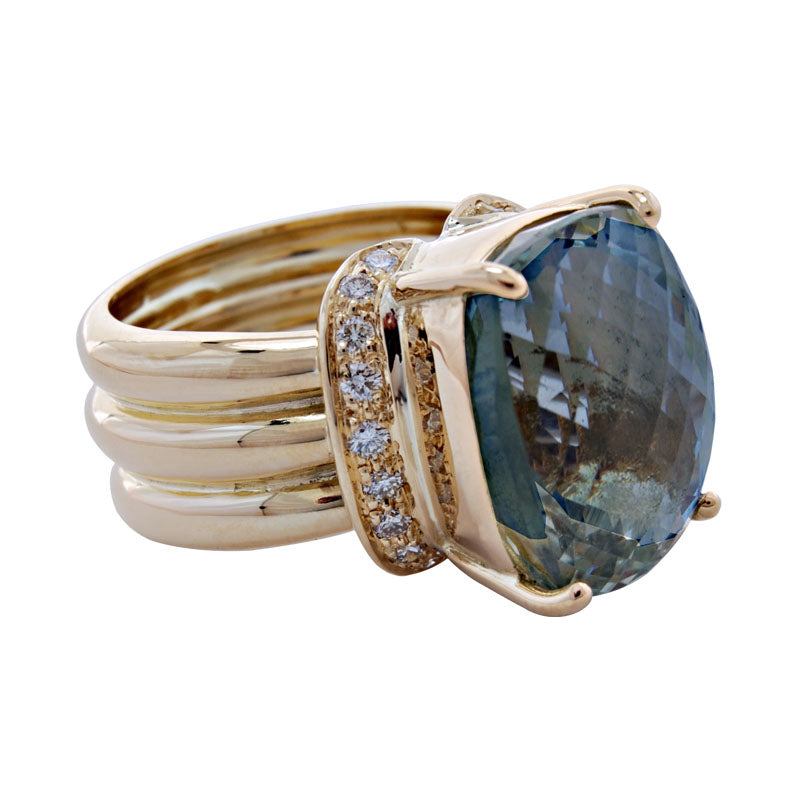 Ring - Green Quartz and Diamond | Singhvi Jewels