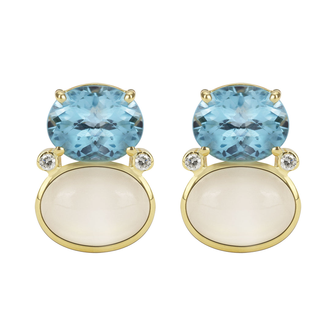 Earrings - Blue Topaz, Moonstone and Diamond | Singhvi Jewels