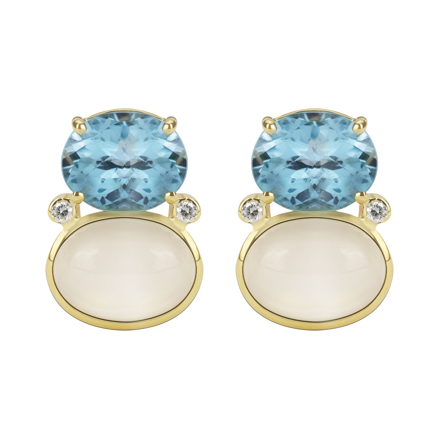 Earrings - Blue Topaz, Moonstone And Diamond (2344B) | Singhvi Jewels