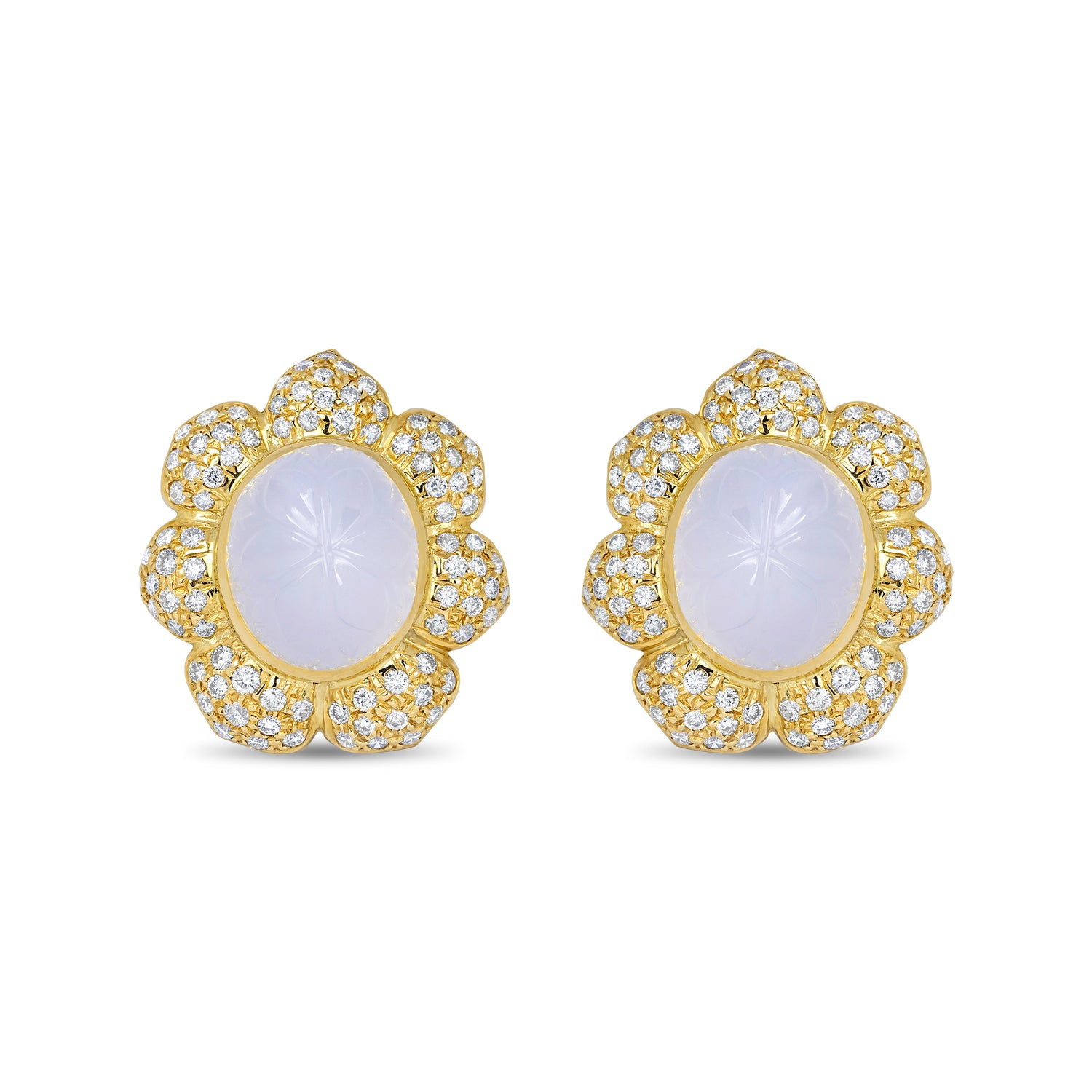 Earrings- Chalcedony And Diamond (1849J) | Singhvi Jewels