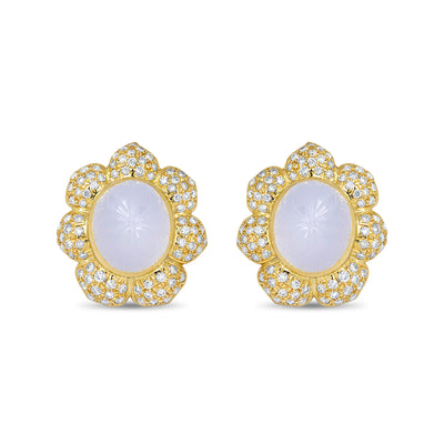 Earrings - Chalcedony And Diamond (1849J)
