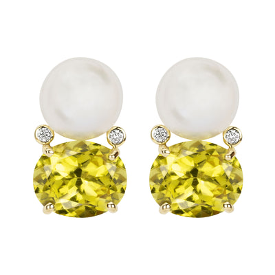 Earrings - South Sea Pearl, Lemon Quartz And Diamond (2347F)