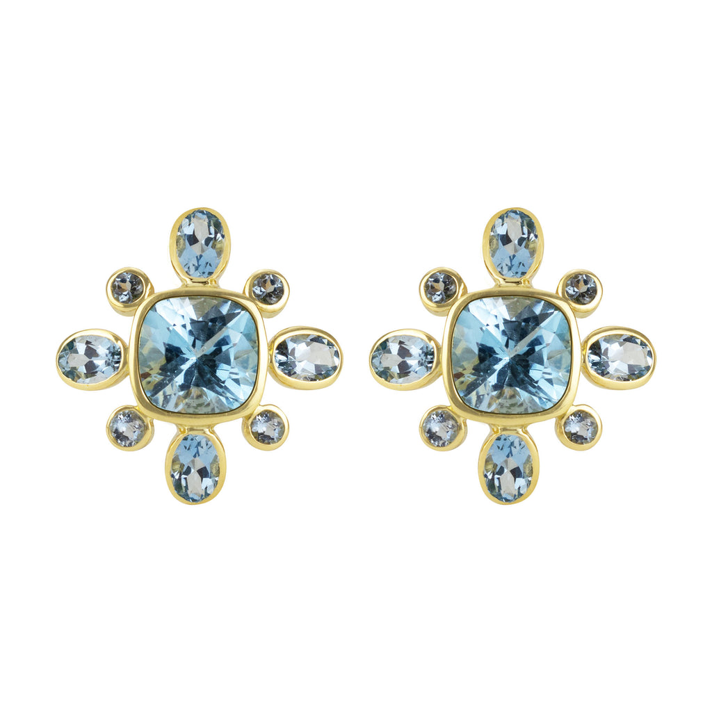 Earrings- Blue Topaz And Aquamarine