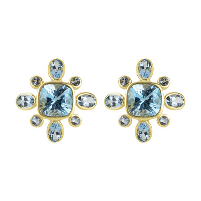 Earrings- Blue Topaz And Aquamarine (1820F)