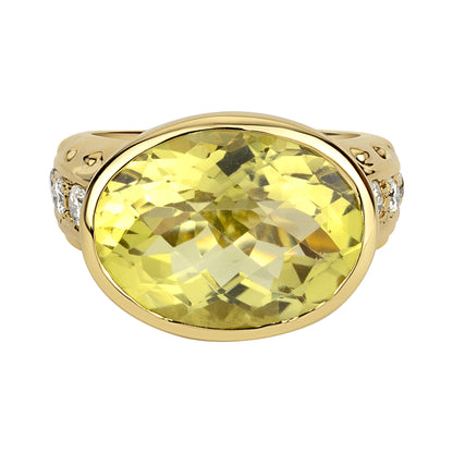 Ring - Lemon Quartz And Diamond (1126K) | Singhvi Jewels