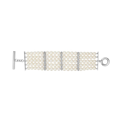 Toggle Bracelet - Fresh Water Pearl and Diamond | Singhvi Jewels