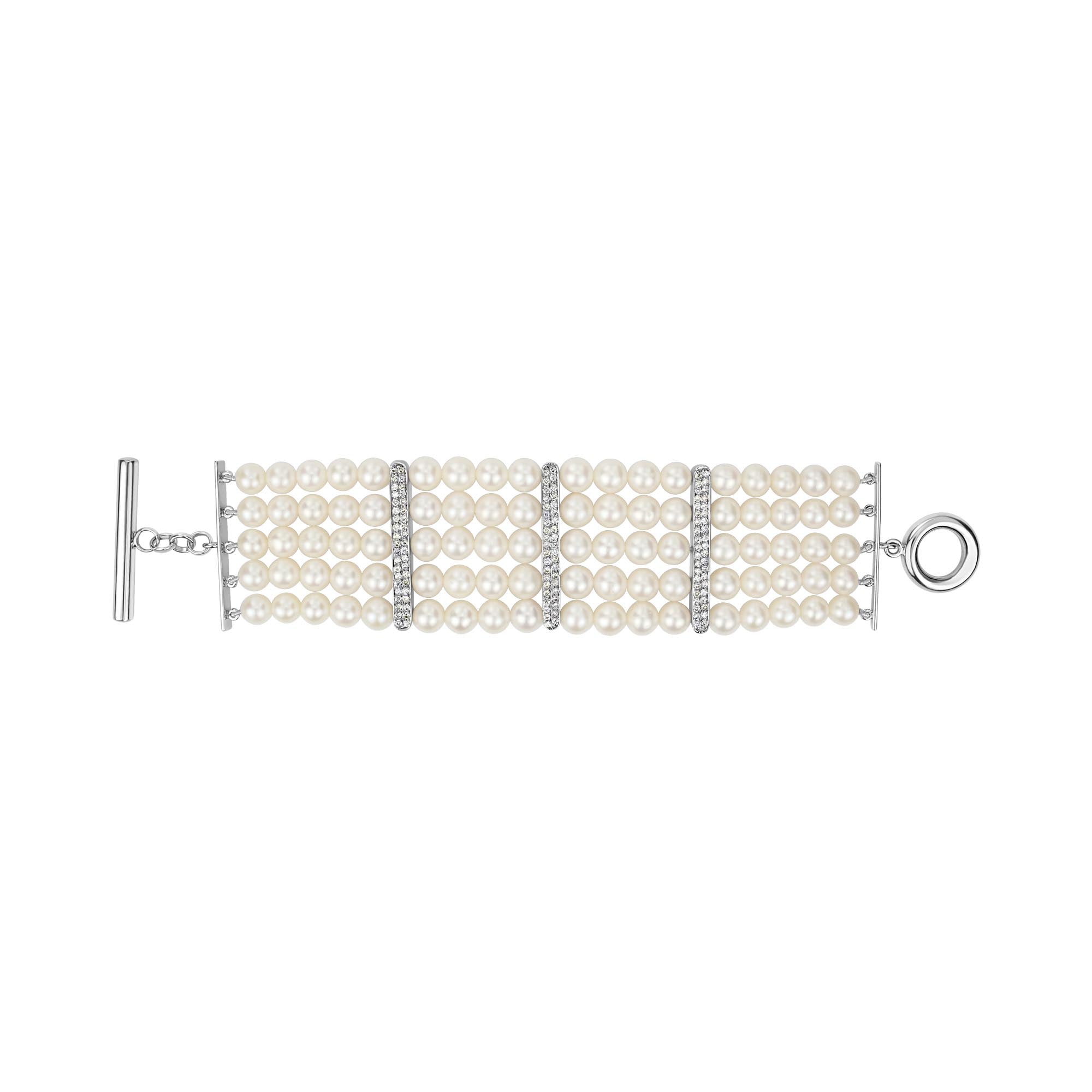 Toggle Bracelet - Fresh Water Pearl And Diamond (301CS) | Singhvi Jewels
