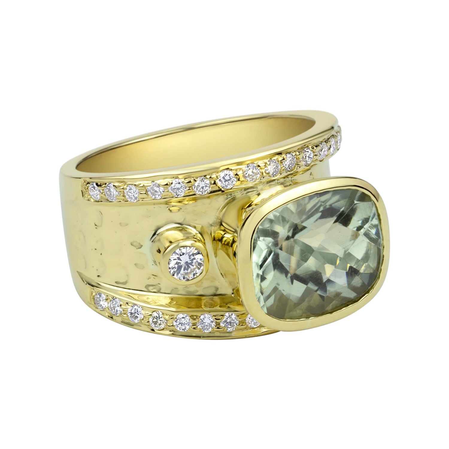 Ring - Green Quartz And Diamond (2317D) | Singhvi Jewels