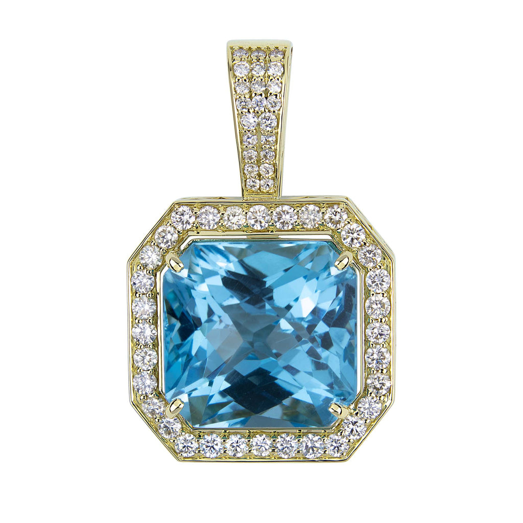 Pendant - Blue Topaz And Diamond
