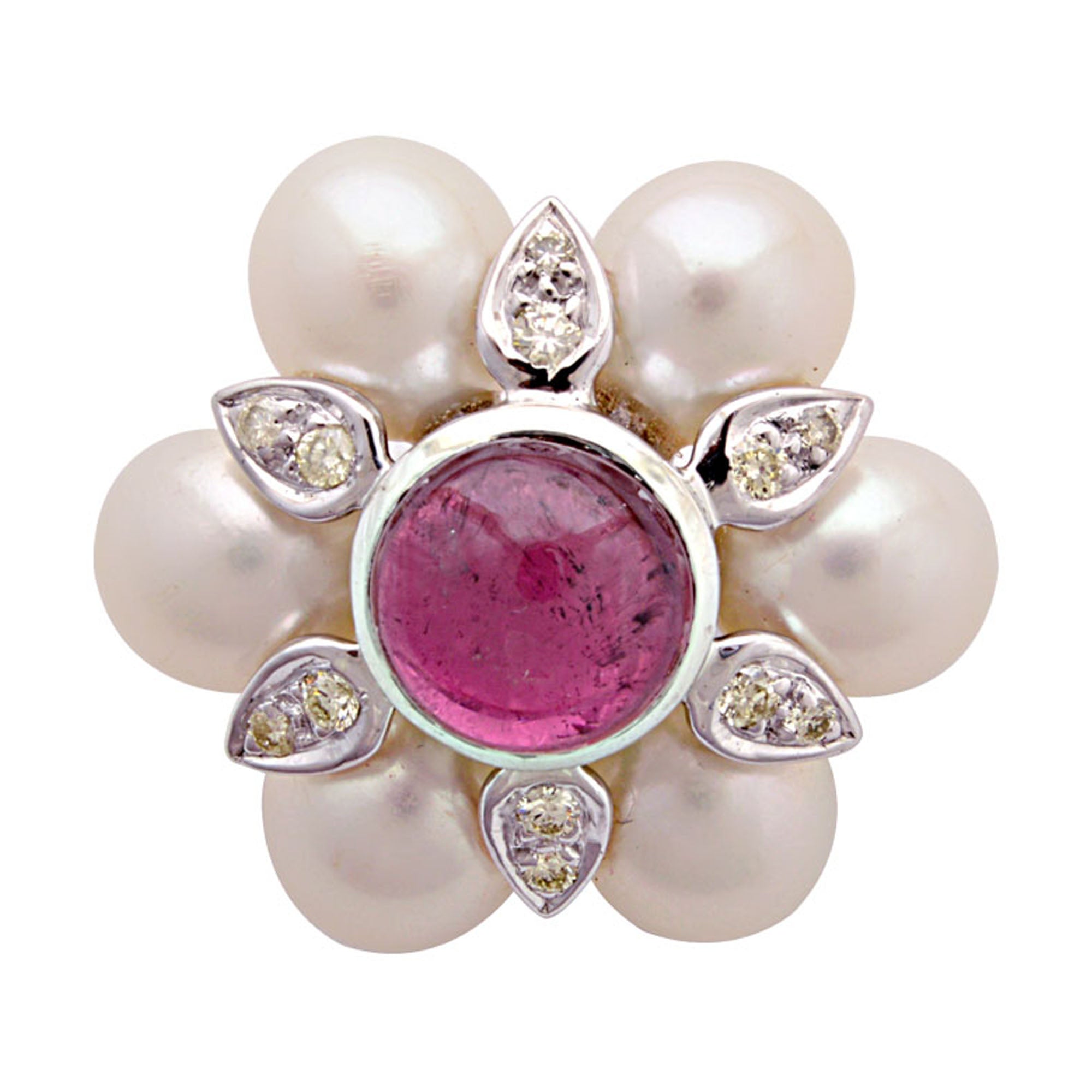 Brooch- Rubellite, South Sea Pearl And Diamond (95GS) | Singhvi Jewels