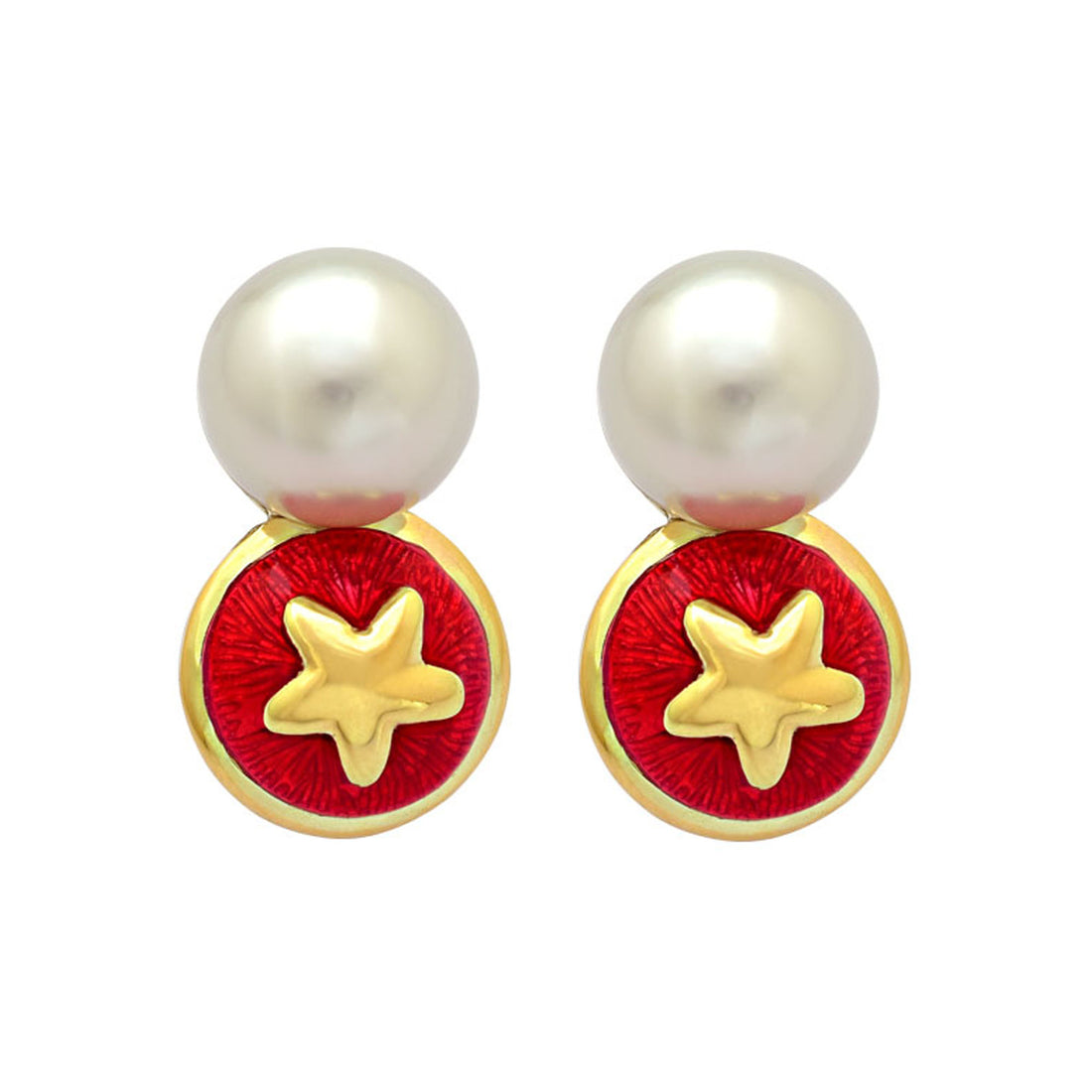 Earrings - South Sea Pearl (Enamel) | Singhvi Jewels