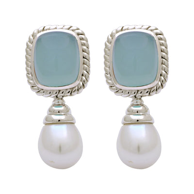 Earrings - Chalcedony And South Sea Pearl (136FS)