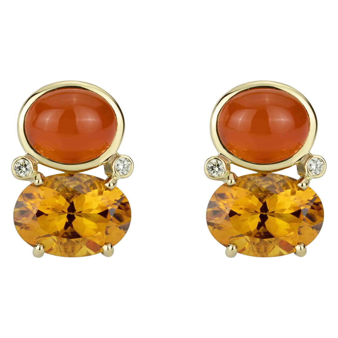 Earrings - Citrine , Cornellian and Diamond | Singhvi Jewels