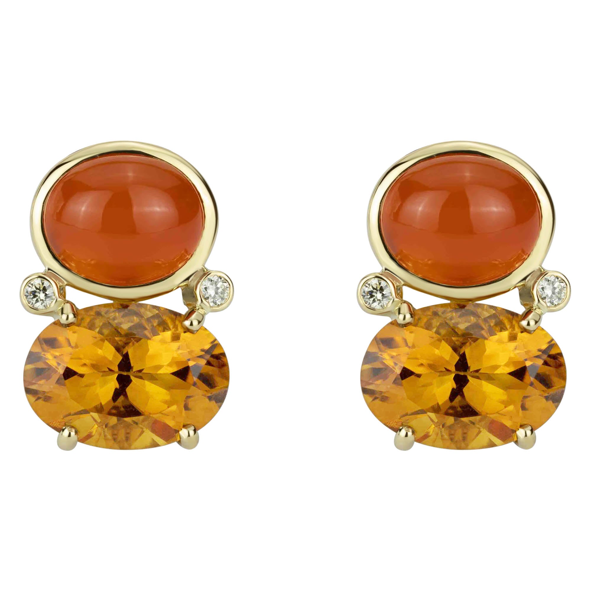 Earrings - Citrine , Cornellian and Diamond | Singhvi Jewels