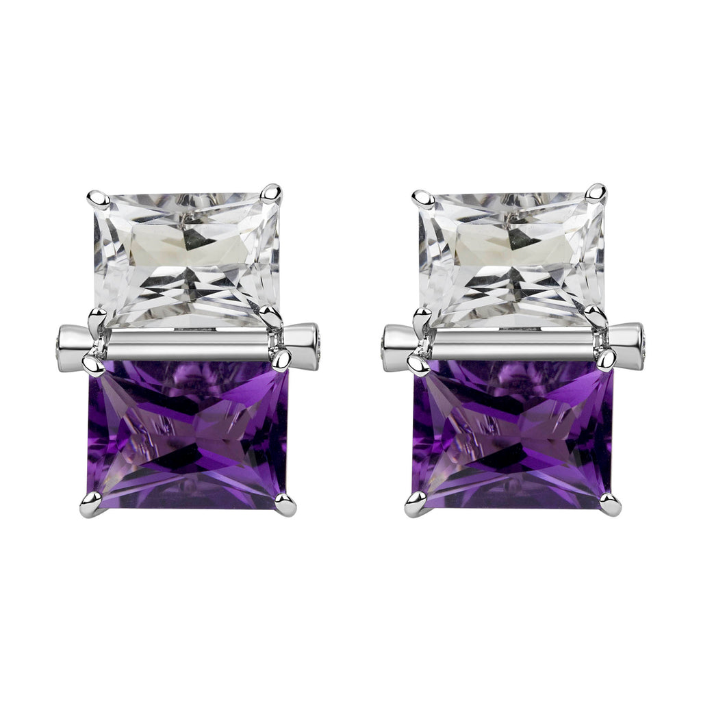 Earrings - Crystal, Amethyst And Diamond