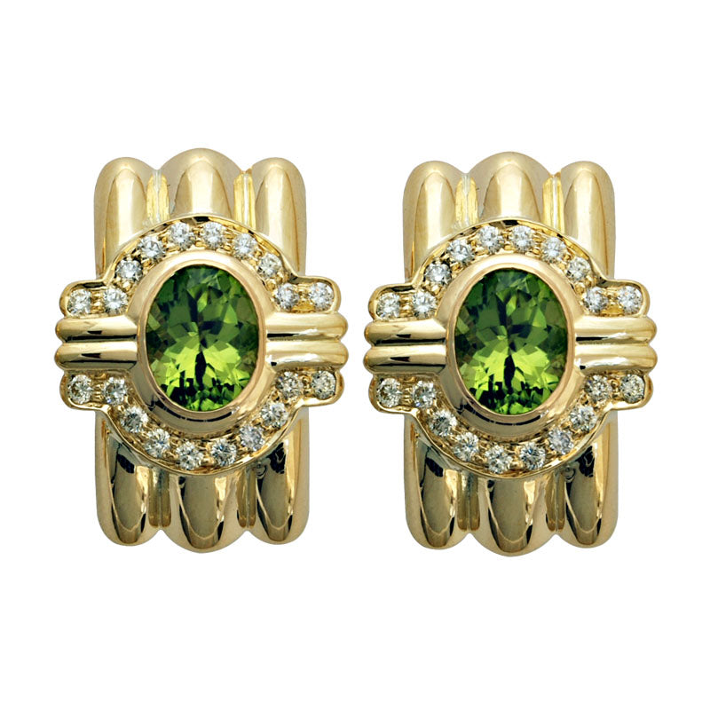 Earrings - Peridot And Diamond