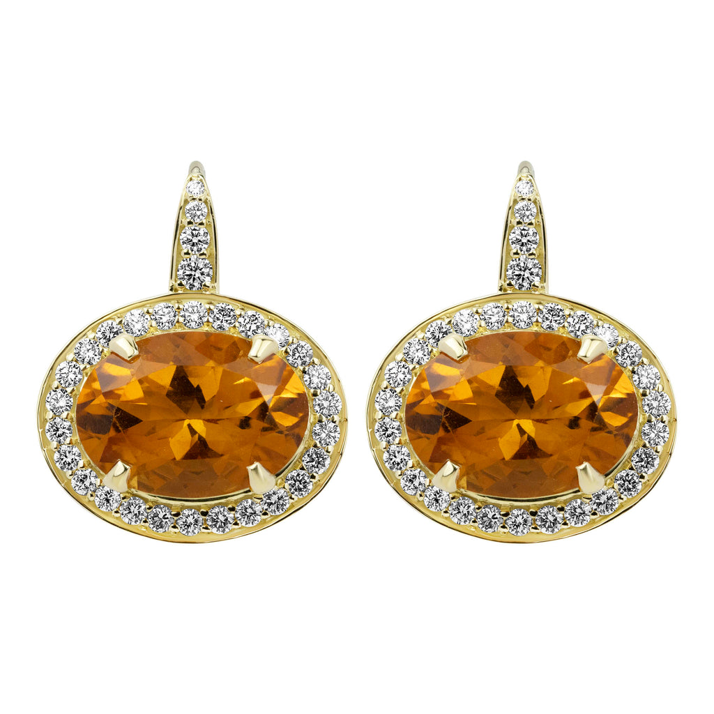 Earrings - Citrine And Diamond