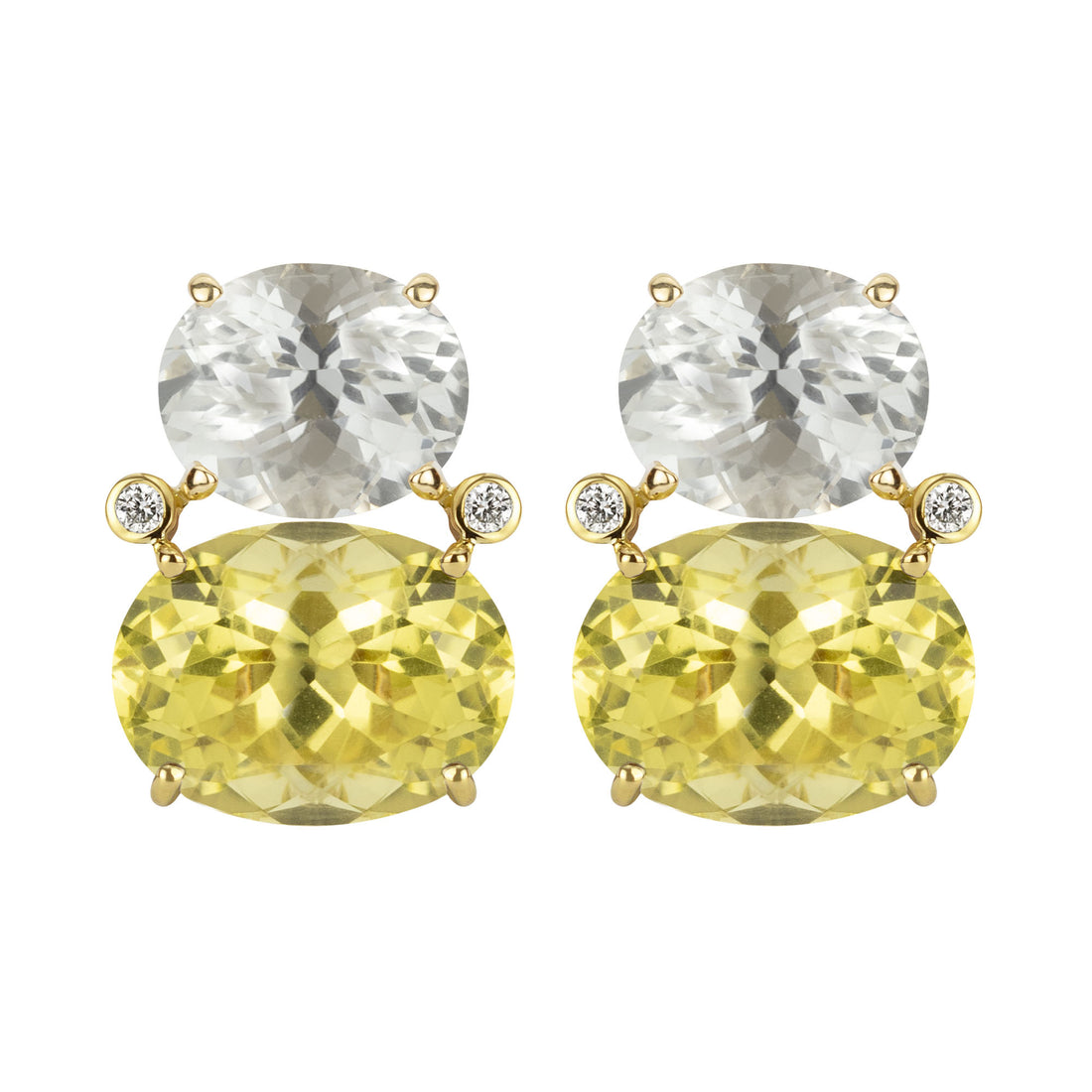 Earrings - Crystal, Lemon Quartz and Diamond | Singhvi Jewels