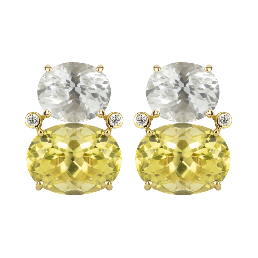 Earrings - Crystal, Lemon Quartz And Diamond