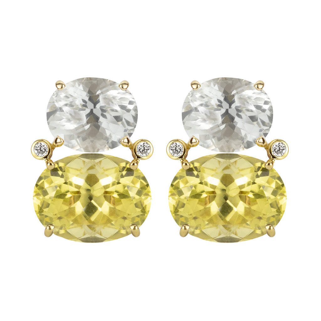 Earrings - Crystal, Lemon Quartz And Diamond