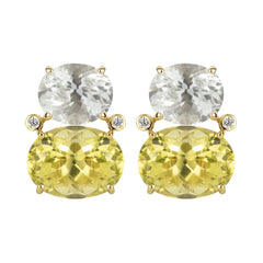 Earrings - Crystal, Lemon Quartz And Diamond