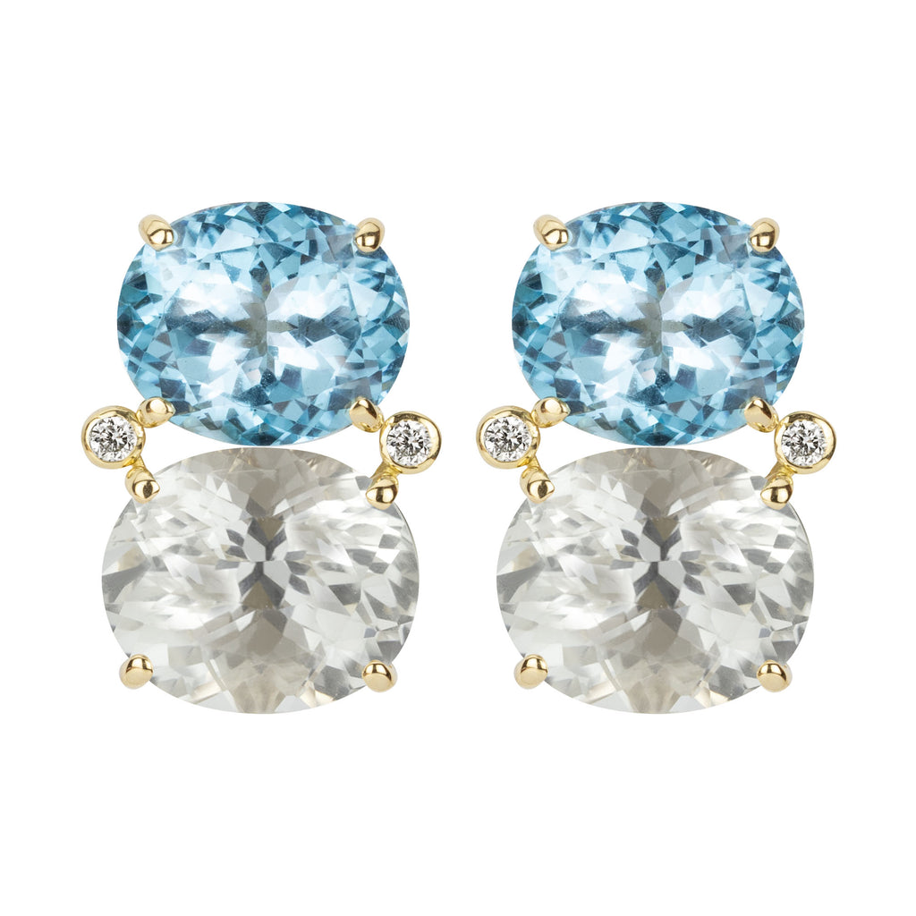 Earrings - Bluetopaz, Crystal And Diamond