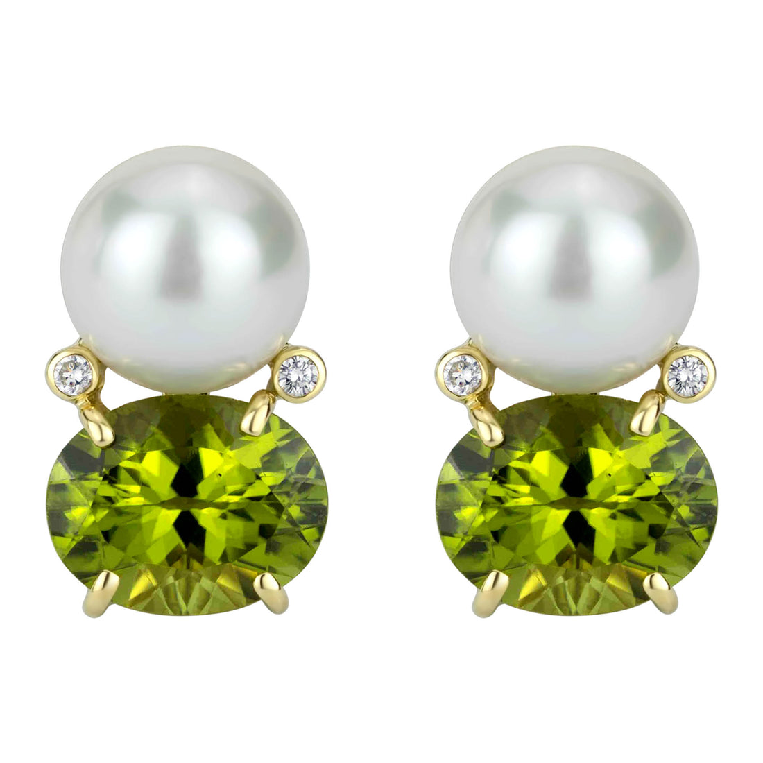 Earrings - South Sea Pearl, Peridot and Diamond | Singhvi Jewels