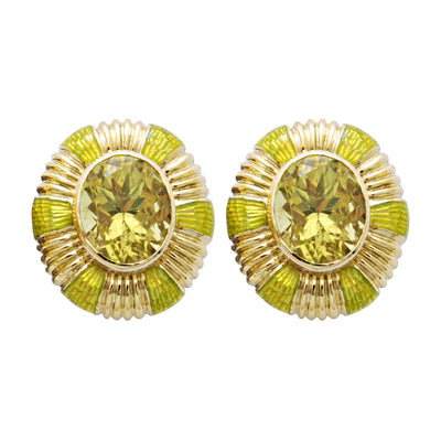 Earrings - Lemon Quartz (Enamel)