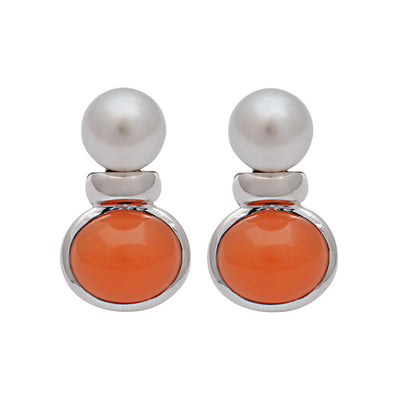 Earrings- Cornelian And S.s. Pearl (185CS)